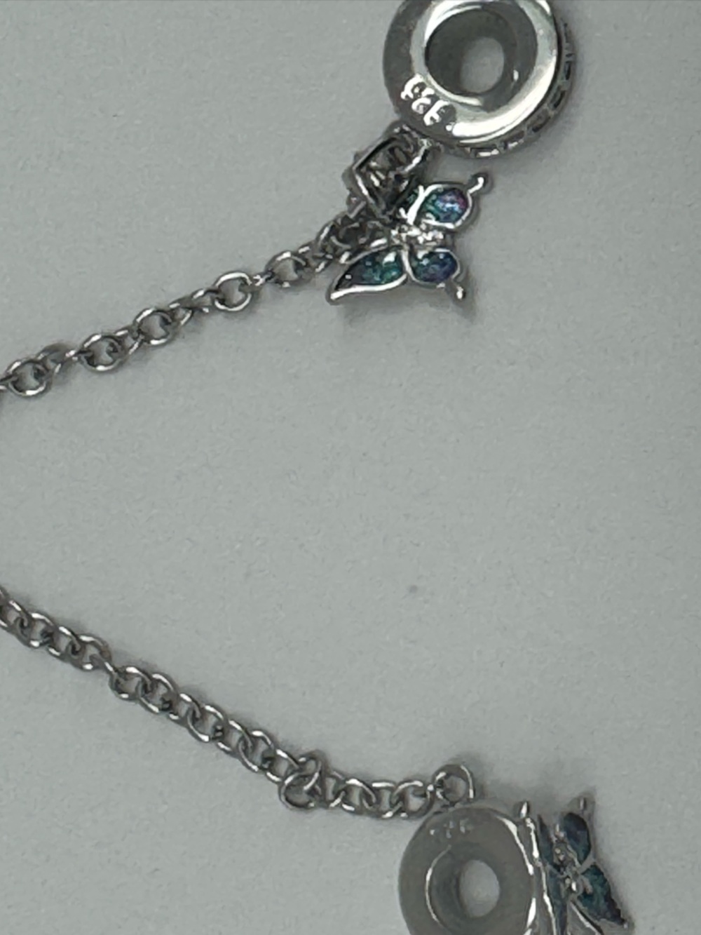 Sterling Silver Butterfly Charm Safety Chain for Pandora- Women Jewelry